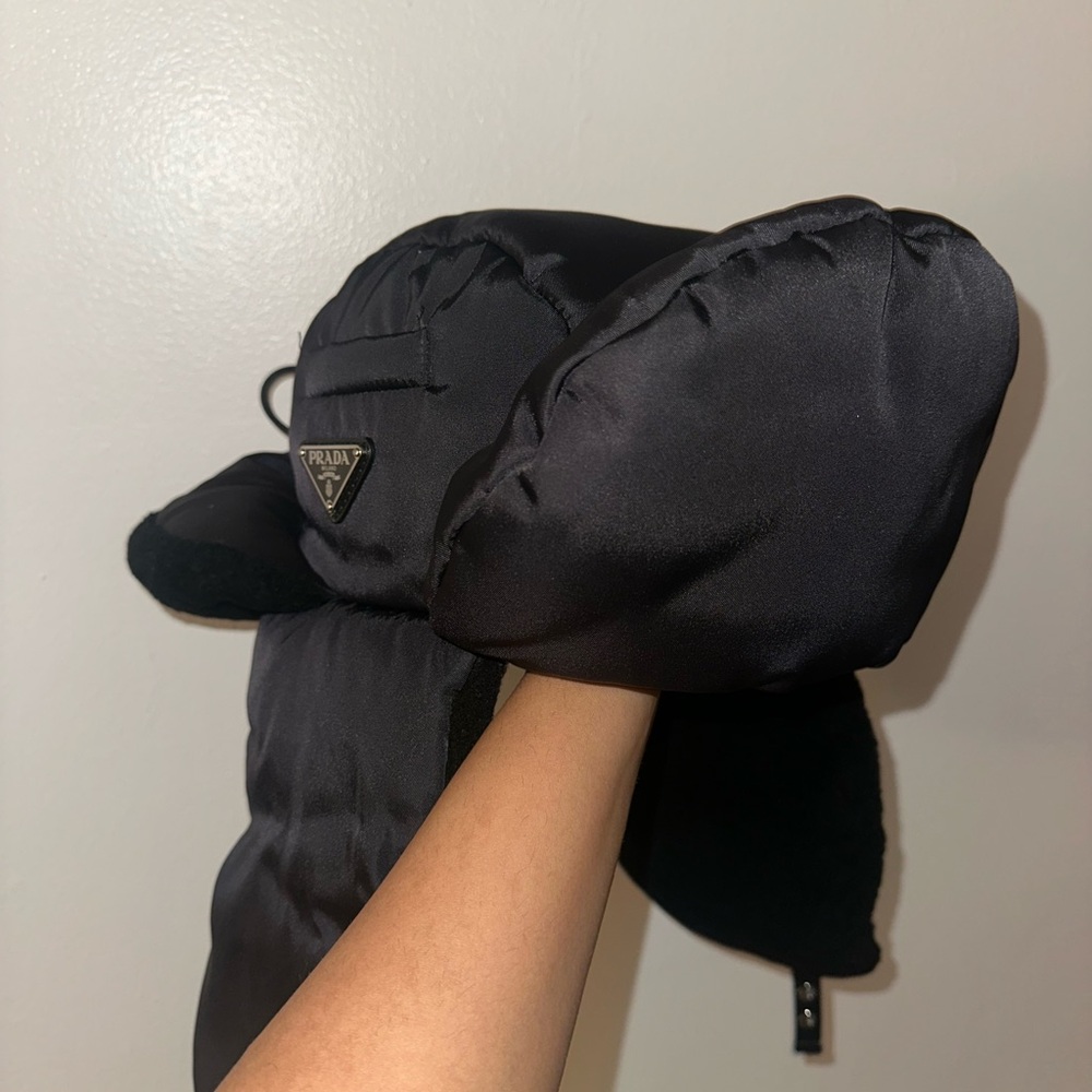 Prada Black Satin Winter Hat